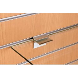 Glass shelf bracket for groove panel, for 6 mm glass plates, Set of 2 pieces, aluminum