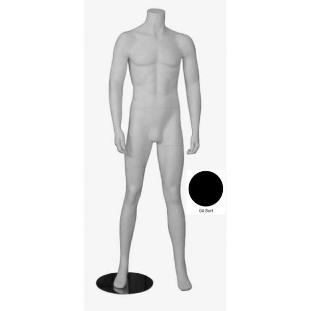 Male mannequin without head, Model D 174 cm, Matte black