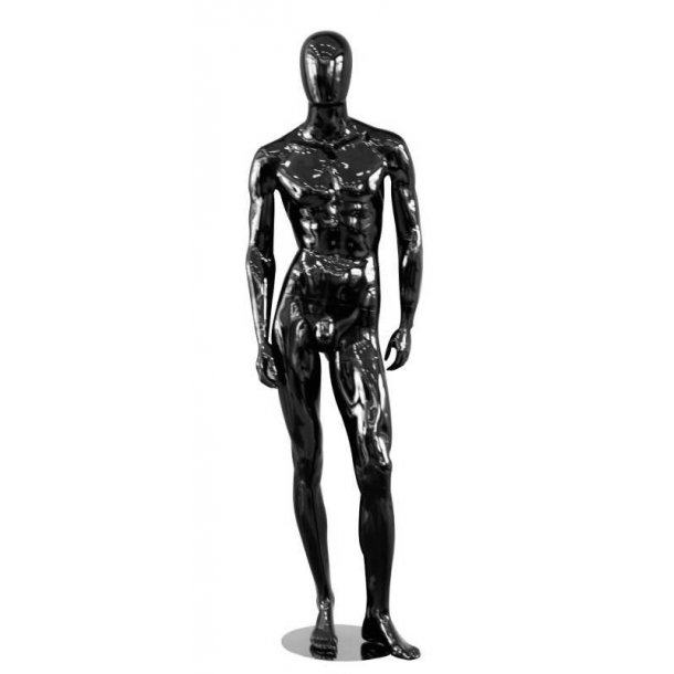 Basic Faceless Herremannequin, Black high gloss, Pos IV