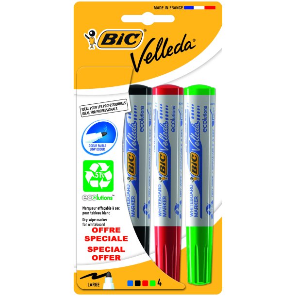 BIC Velleda whiteboardpen 1701 (4 farver)