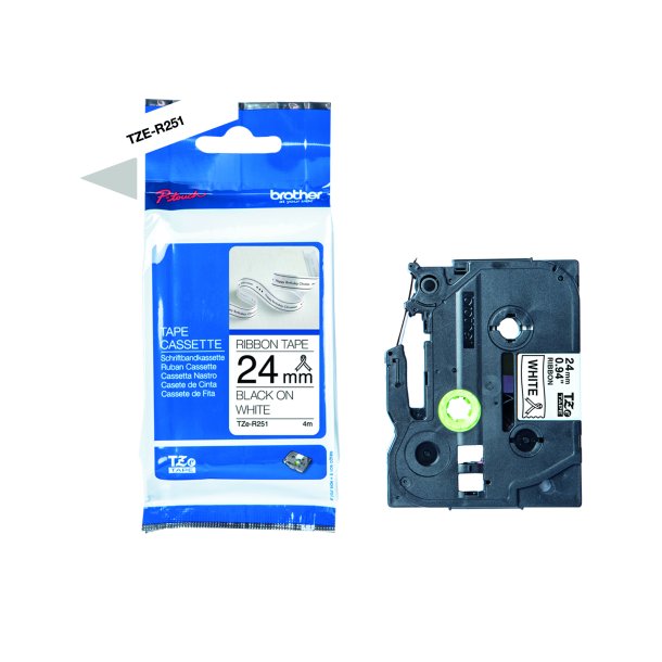 Brother TZe-R251 Black on white ribbon tape 24mm wide