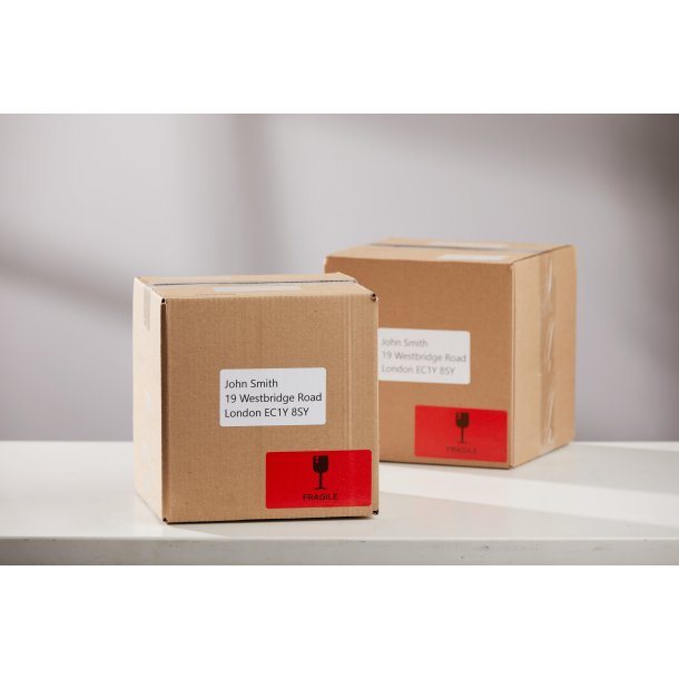 LW 54x101mm Shipping / Name Badge labels red. Roll of 220 la