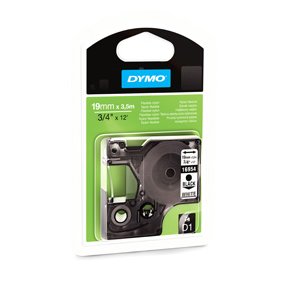 Tape D1 19mmx2,5m perm nylon black/white