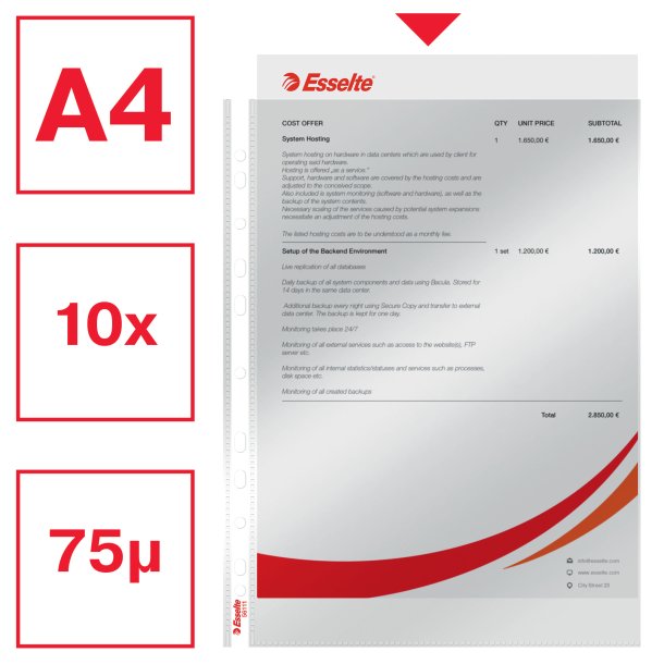 Lomme 55my PP glasklar A4 T (100)
