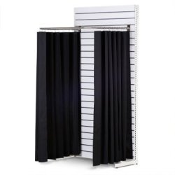 Curtain in black cotton (150 c, wide) for Fitting room w. U-shaped rod  w. accessories