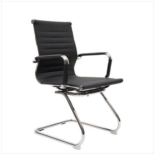 CC 10 72A Guest chair in artificial leather and with chrome frame