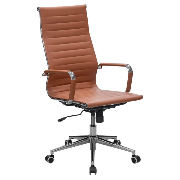 CC 10 72A Office Chair H in artificial leather and with high back - Cognac