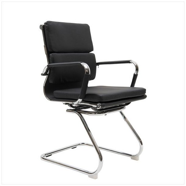 CC 10 90A Guest chair in artificial leather and with chrome frame