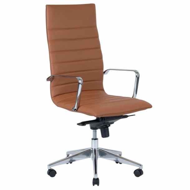 Office chair Prestige with high back, cognac