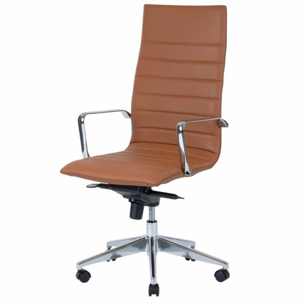 Office chair Prestige with high back, cognac