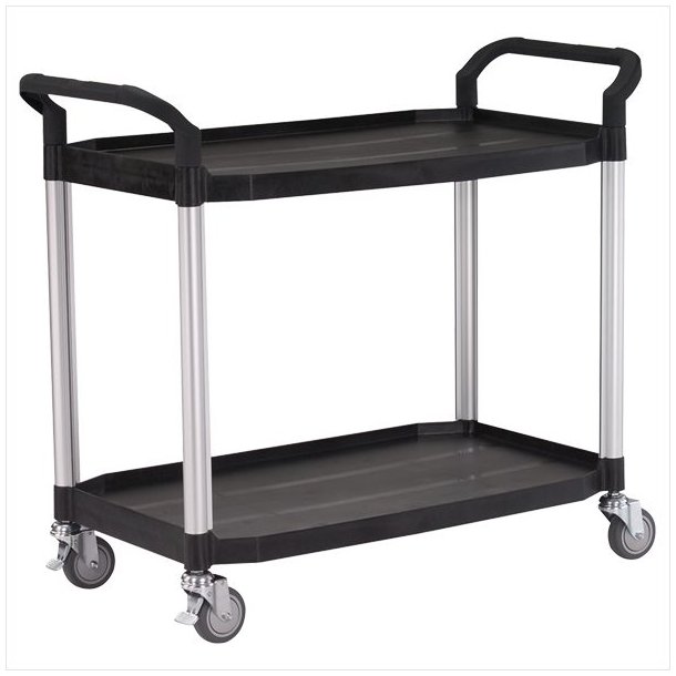 Rolling table with 2 shelves (Black)