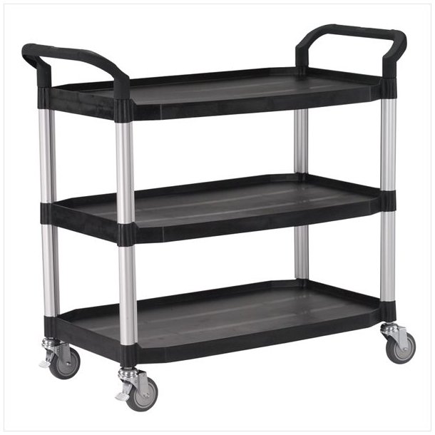 Rolling table with 3 shelves (Black)