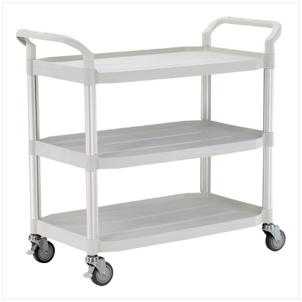 Rolling table with 3 shelves (Light gray)