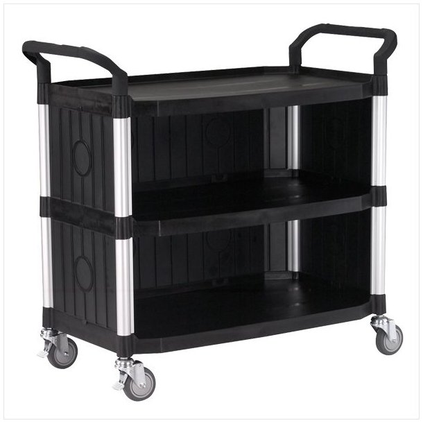 Rolling table with 3 shelves and 3 sides (Black)