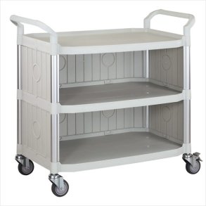 Rolling table with 3 shelves and 3 sides (Light gray)
