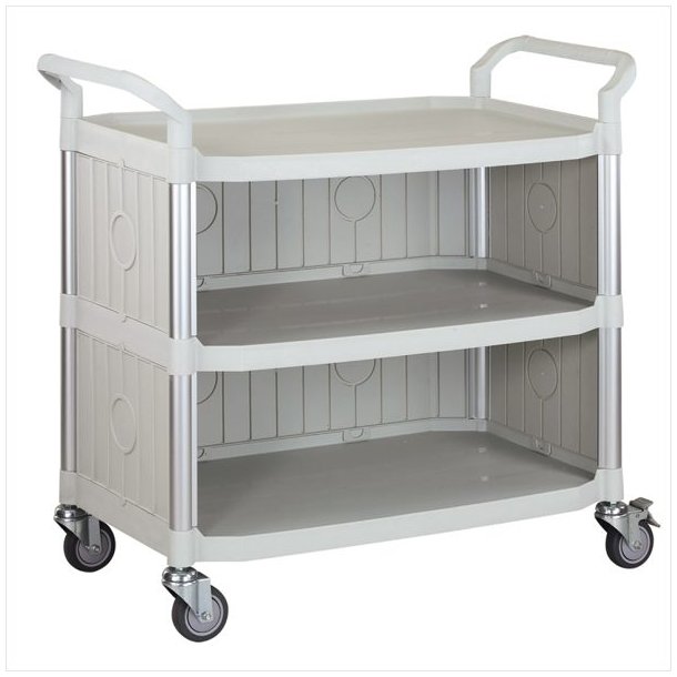 Rolling table with 3 shelves and 3 sides (Light gray)