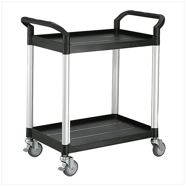 Small rolling table with 2 shelves (Black)