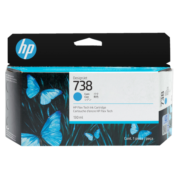 HP 738 130-ml Cyan DesignJet Ink Cartridge