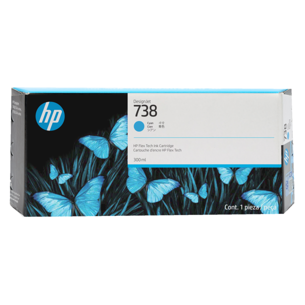 HP 738 300-ml Cyan DesignJet Ink Cartridge