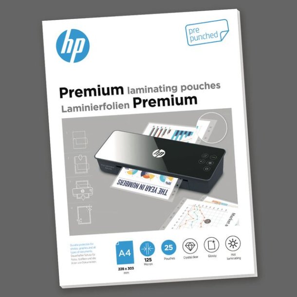 HP Lamineringslomme Premium 125my A4 pre-hullet (25) 