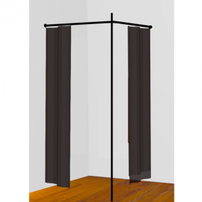 In English: V-shaped fitting room with column, black
