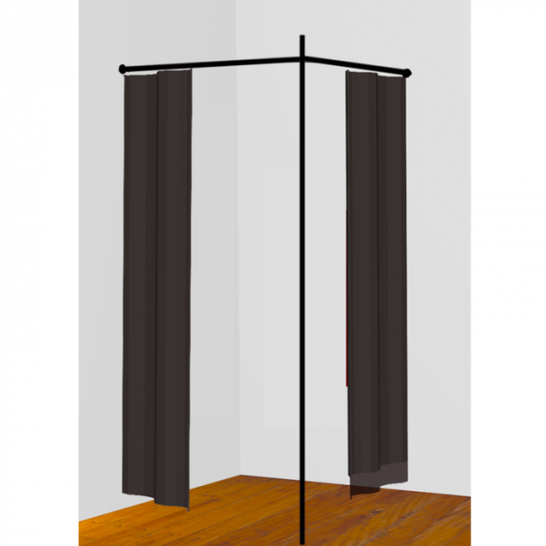 In English: V-shaped fitting room with column, black