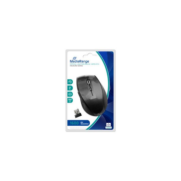 MediaRange Highline Optical 5-button wireless mouse, Black