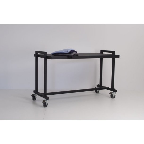 Workbench with 2 plates and wheels, powder-coated frame