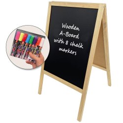 A-Sign With Black Stained Wood Frame And Chalkboard