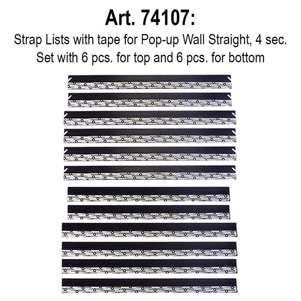 6 Top and 6 bottom Strap complete set for POP-UP WALL Straight 3x4 with clips