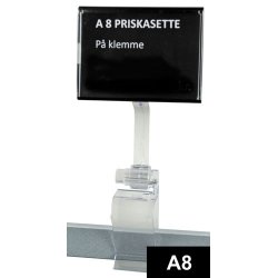A8 Akrylskilt - Sort - inkl. klar akryl klemme - 10 stk 