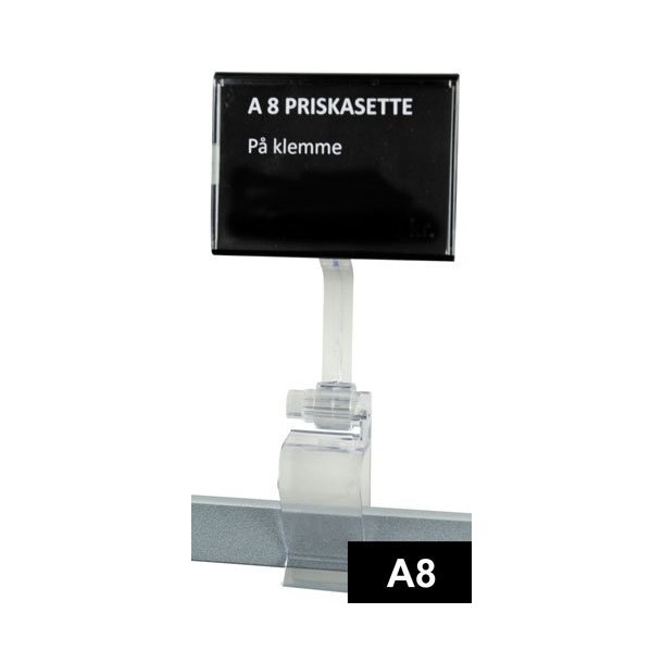 A8 Akrylskilt - Sort - inkl. klar akryl klemme - 10 stk 