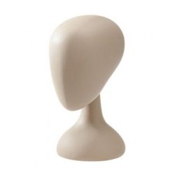 Abstract mannequin head in light skin-colored recycled plastic