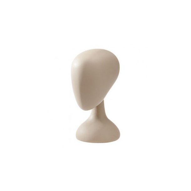 Abstract mannequin head in light skin-colored recycled plastic
