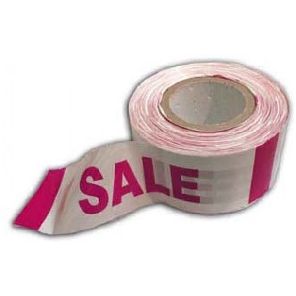 Barrier tape with the word "SALE"