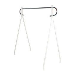 Clothing rack with chrome rod and white legs