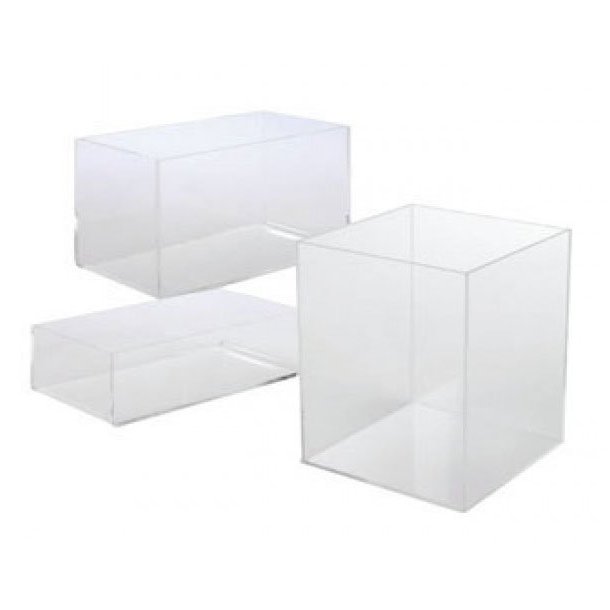 Acrylic boxes in various sizes, without lids