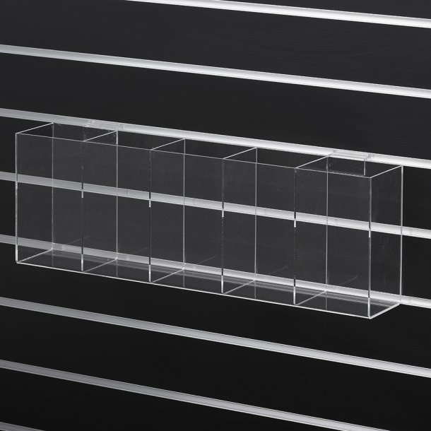Akrylkasse - Slatwall box med 5 rum
