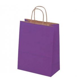 Eggplant-colored paper bag with twisted handle - H31 cm - 50 pcs