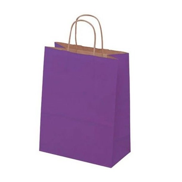 Eggplant-colored paper bag with twisted handle - H31 cm - 50 pcs