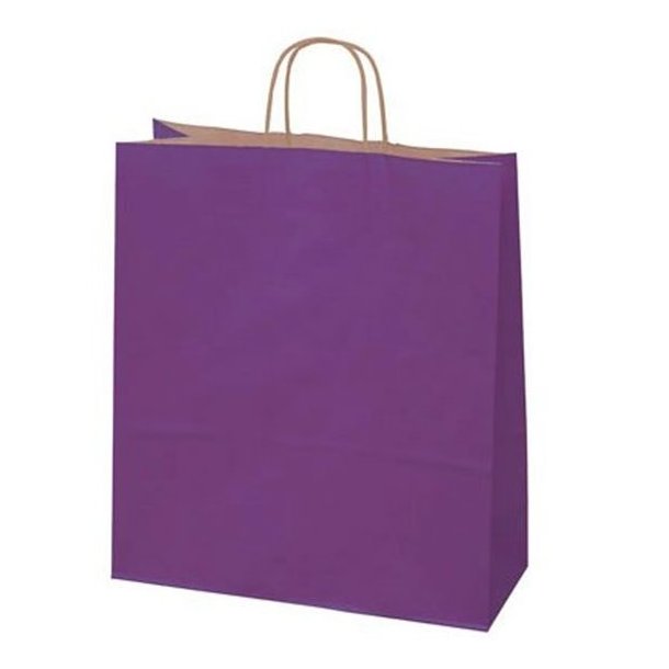 Lila papperspse med vridet handtag - H44 cm - 50 st.