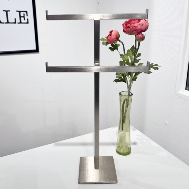 Table stand - 2 arms - Brushed Steel - Height 42 cm