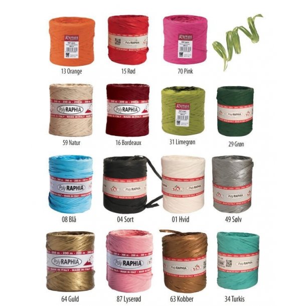 Bast ribbon - 15 mm - 8 colors - 200 M