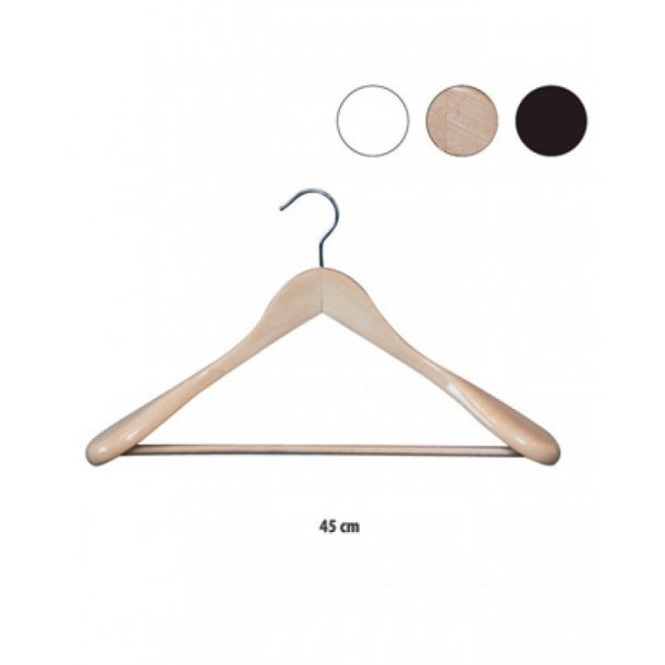 Coat hangers in solid wood, extra strong, angled - 45 cm 30 pcs White