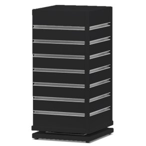 Bord karrusel i rillepanel & slatwall