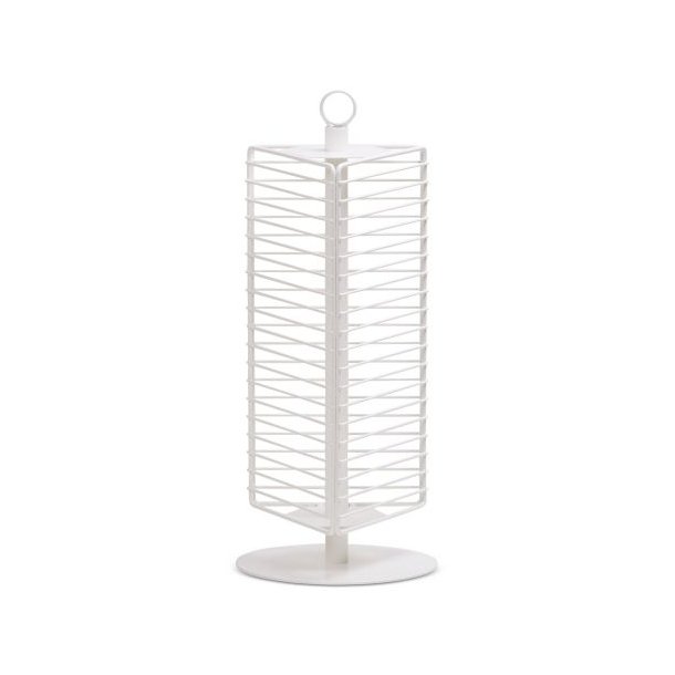 Rotary display, swivel, in wire mesh. White aluminum lacquer.