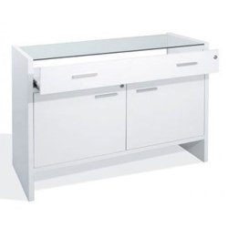 Top drawer for store counter with glass - Flexia - White