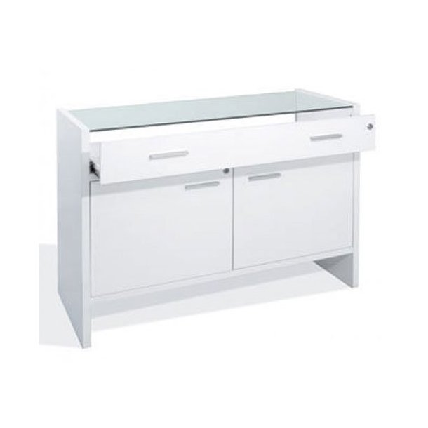Top drawer for store counter with glass - Flexia - White
