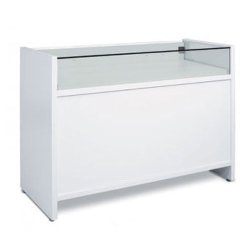 Shop counter with glass - Width 120 cm - Flexia - White