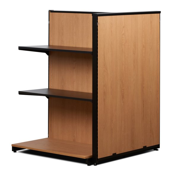 Butiksreol 2-sidet i sort og ege laminat